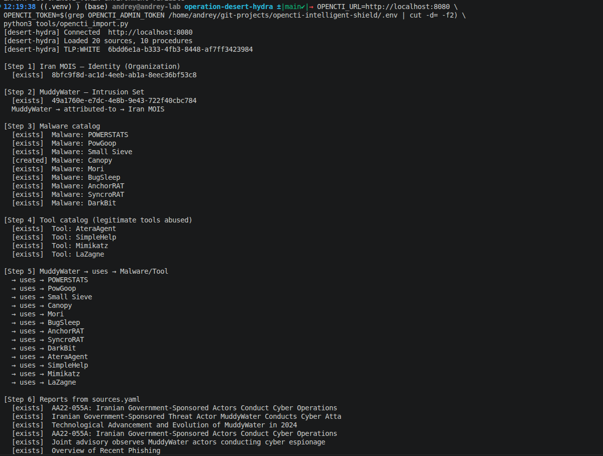 Step 12 — Import script output